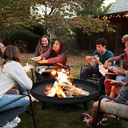 Amagabeli Fire Pit Outdoor Wood Burning Cast Iron Fire Bowl 36in with A Drain Hole Fireplace Extra Deep Large Round Outside Backyard Deck Camping Beach Heavy Duty Metal Grate Rustproof Black