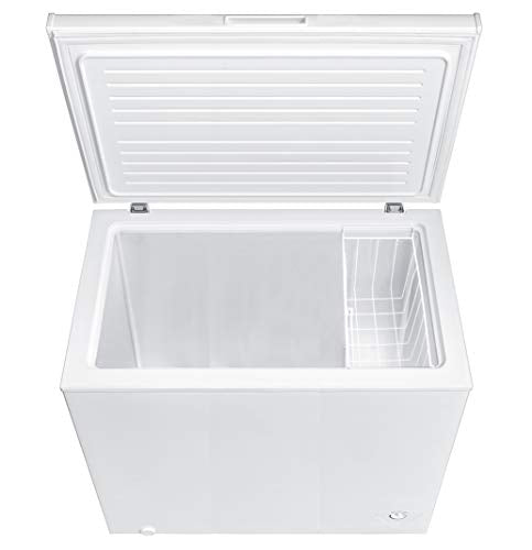 Smad Chest Freezer 7.0 Cubic Feet with Removable Basket Flip-up Lid Deep Freezer Adjustable Temperature, for Apartment Home Kitchen Grocery, White