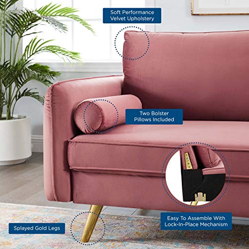 Modway Revive Performance Velvet Sofa, Dusty Rose