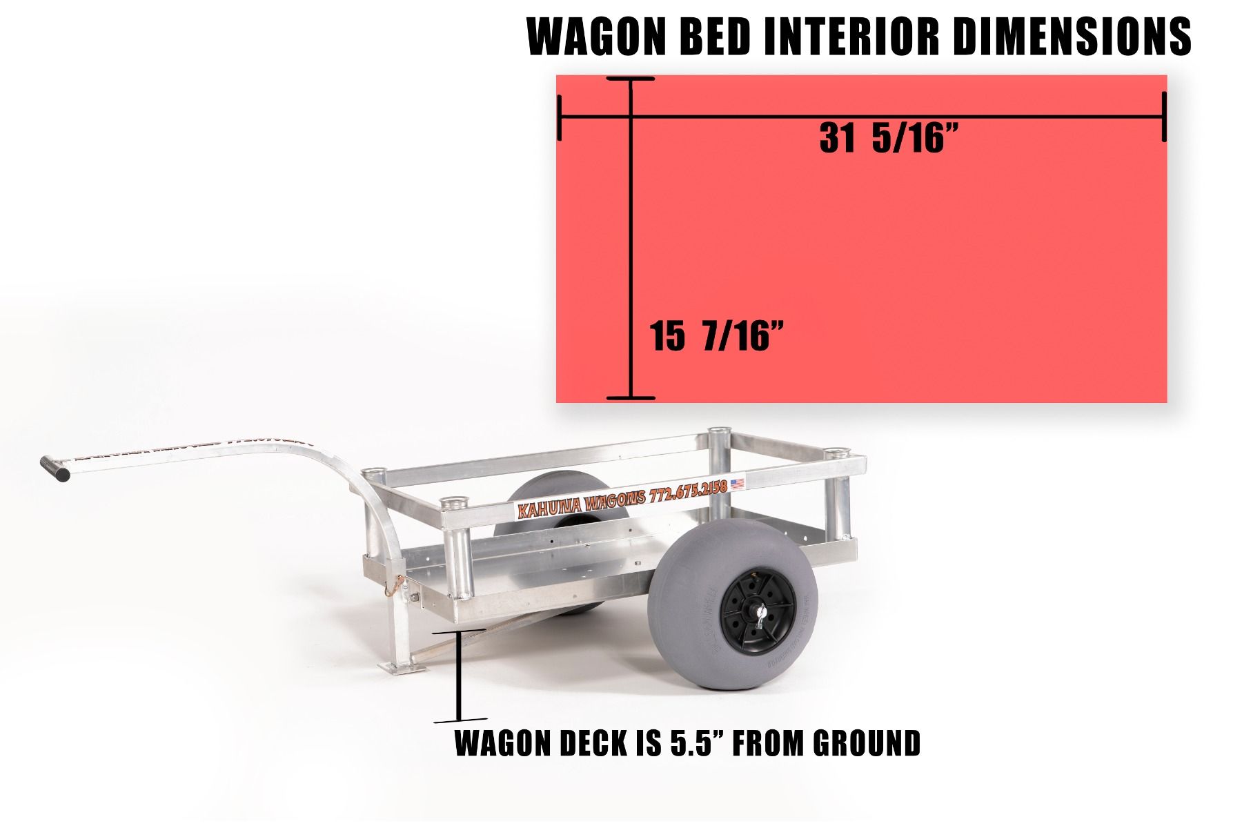 Alumacart Bimini Beach and Fishing Wagon with Rod Holders With No Hitch New