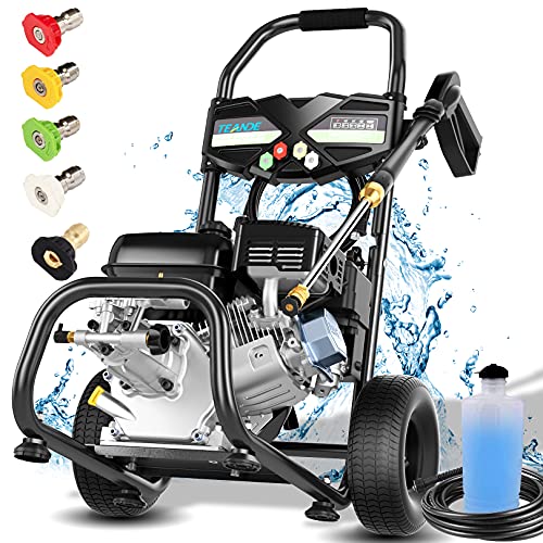 Power Washer TEANDE Gas Pressure Washer 4200PSI 212CC Pressure Washer 2.8GPM Gasline Power Washer, 5 Adjustable Nozzles,1Gallon Flue Tank