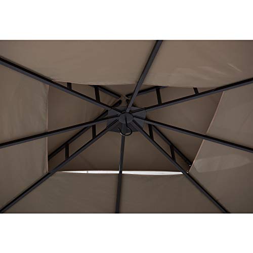 Sunjoy Shawn 10 x 12 ft. Steel Gazebo with 2-Tier Canopy, Khaki