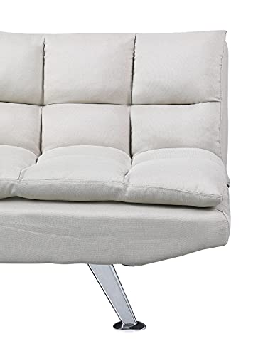 Convertible Sofa Bed Sleeper Futon - Convertible Loveseat Mid-Century Sofa Sleeper, Modern Folding Sleeper Sofa with Adjustable Backrest, Beige Armless Sofa Beige