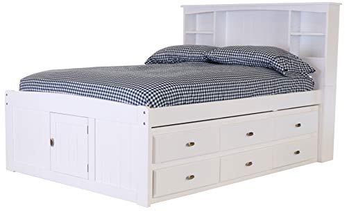 White Full Bookcase Bed with 6 Drawers