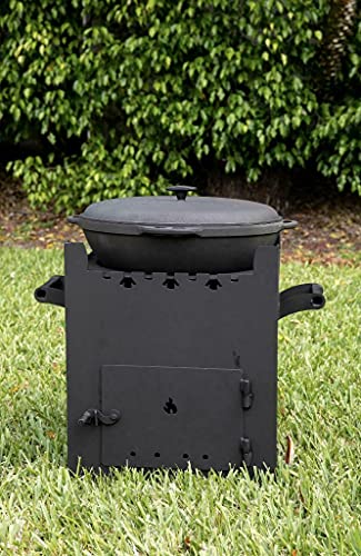 Heavy Duty Kazan Mangal Печь Stove Set + Казан 12L - BBQ Kabab Russian Shashlyk Picnic Camping Outdoor Portable Barbeque Grill – Black