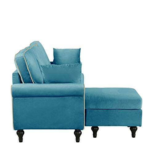 Divano Roma Furniture Madison Sectional, Teal