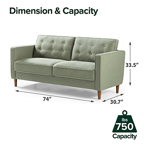 ZINUS Lauren Sofa Couch / Button Tufted Cushions / Easy, Tool-Free Assembly, Pear Green