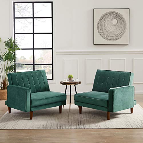 Fabric Couch Recliner Green Modular Sofa 2~3-Seater Sofa Bed, 3 Angle Adjustable Backrests Sofa Chair for Living Room, Bedroom or Guest Room