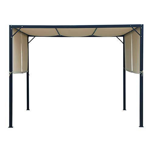 Christopher Knight Home 304392 Wendy Outdoor Steel Framed 10' Gazebo, Beige/Black