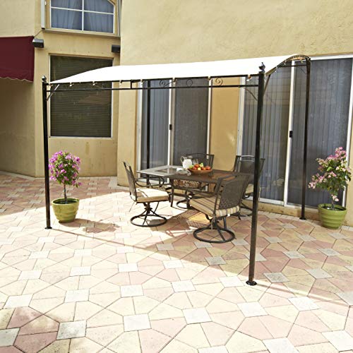 The Lakeside Collection Sunshade Awning Gazebo with Polyester Shade, Steel Stand