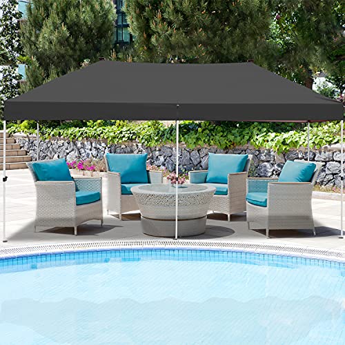 10x20 Pop up Canopy Solar Power Led Light Party Wedding Gazebo Tent Black