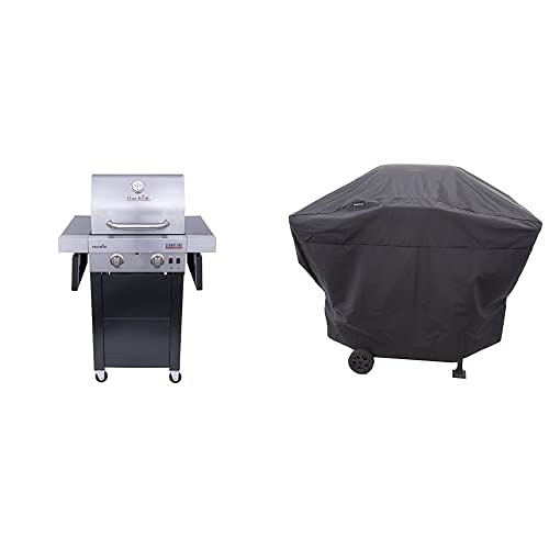 Char-Broil 463632320 Signature TRU-Infrared 2-Burner Cart Style Gas Grill, Stainless/Black & Performance Grill Cover, 2 Burner: Medium