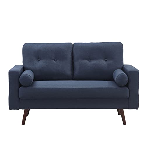 CINNIC Modern Loveseat Sofa, Mid Century 2-Seat Sofa Couch Furniture with Solid Wood Legs for Living Room, Bedroom, Apartment/Easy, Tool-Free Assembly Love Seat Couch(Loveseat, Blue)