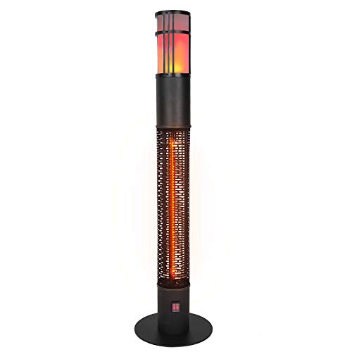 Star Patio Outdoor Freestanding Electric Patio Heater with LED Flame Light, Column Outdoor Heater Suitable as a Balcony Heater, Christmas Party Heater, Perfect for Outdoor Decoration, 1588-RDMF