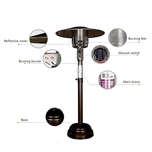 Natural Gas Patio Heater Adjustable Height, Between 150-200cm(55-78in)，Includes 12-Foot-Long Natural Gas Hose，Passed CE, CSA Certification, Quality is Guaranteed