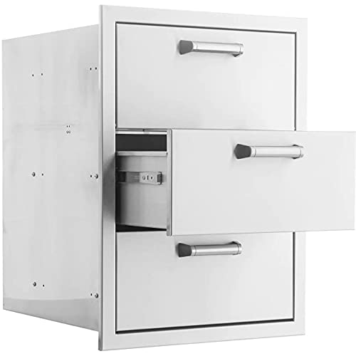 BBQGuys Signature 16-Inch Stainless Steel Double Access Drawer with Paper Towel Dispenser - Contempo
