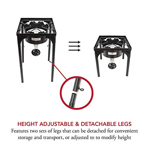 GasOne B-3600H Propane Cover 200,000-BTU Brewing Burner with Adjus, 15.75 x 15.75 x 16.00 inches, Black