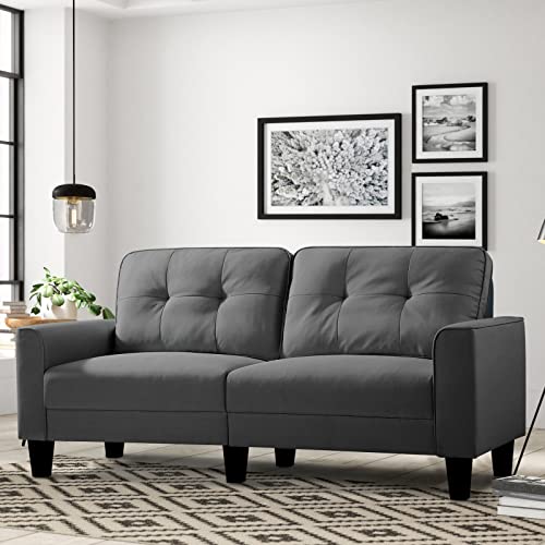 Modern Loveseat Sofa with Solid Wood Frame, Living Room Chair, Couches for Small Spaces, Removable Back Cushion and Easy, Tool-Free Assembly (79.52 inch Sofa, Grey)