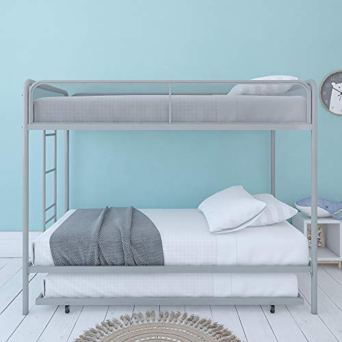 DHP Triple Metal Bunk Bed Frame, Gray, Twin