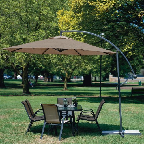 Coolaroo 339968, Freestanding Patio, 90% UV Block, Round Two Position Tilt, Mocha 10' Cantilever, Adjustable, Shade Umbrella