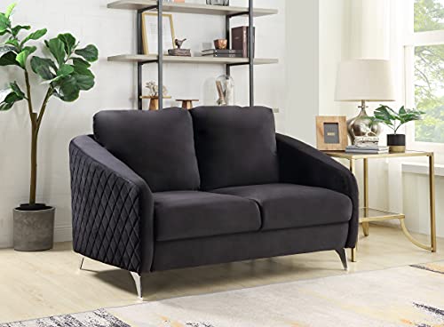 Lilola Home Sofia Velvet Modern Chic Loveseat Couch (Black)