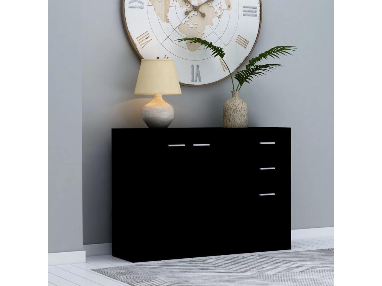 vidaXL Sideboard Modern Black Chipboard Storage Cabinet Side Chest Lowboard