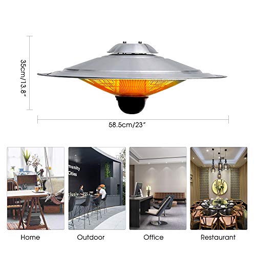 Garden Halogen Patio Heater, Electric Infrared Heater Hanging Lamp Ceiling Heater, 1500w IP44 30㎡Infrared Heater Electric Hanging Patio Heater