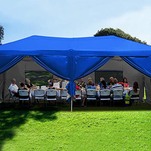 Quictent Privacy 10x20 ft Ez Pop up Canopy Tent Enclosed Instant Shelter Party Tent Event Gazebo with Sidewalls Waterproof (Royal Blue)