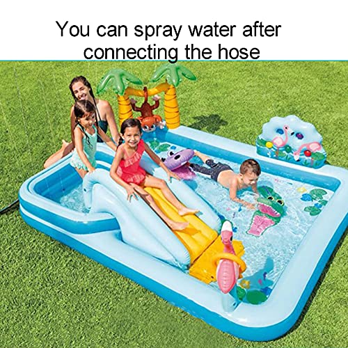 Swimming Pool,Inflatable Pool Large Paddling Family Pool for Children,Rectangular Thicken Heavy Duty Above Ground Pool for Kids,Adults,Outdoor,Backyard,with Air Pump,Blue,24419871cm