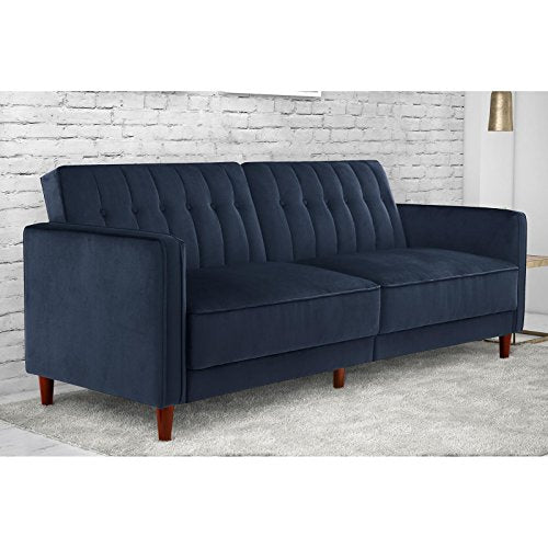 DHP Pin Velvet Convertible Sleeper Sofa in Gray