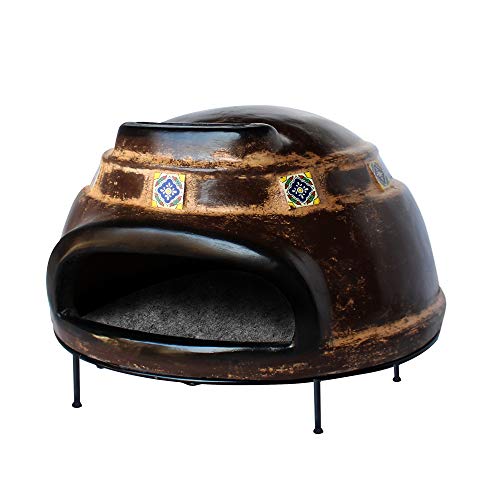 Tierra Firme HTN-001-N Talavera Large Wood-Fired Outdoor Pizza Oven, Rustic Brown
