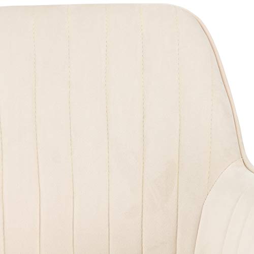 GOLDEN BEACH Velvet Dinning Chair Set of 2 Mid-Back Accent Chair Modern Leisure Armchair with Gold Plating Legs Upholstered Living Room Chair (Beige-2PCS)