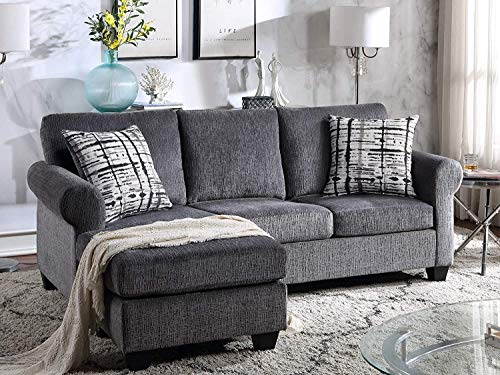 Convertible Sectional Sofa Couch with Reversible Chaise Lounge L-Shaped Upholstered Sofa Sets with Modern Linen Fabric Living Room Furniture