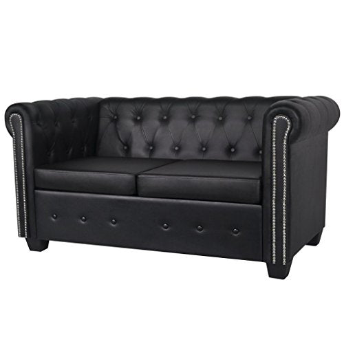 Festnight Luxurious Faux Leather 2-Seater Sofa Loveseat 57.3