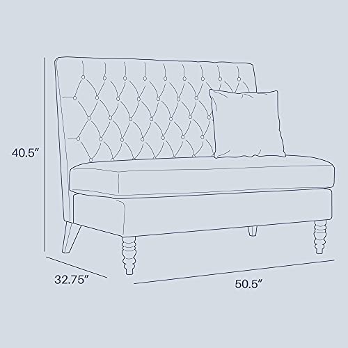 BELLEZE Modern Tufted Velvet Settee Bench, Elegant High Back Upholstered Plush Loveseat Sofa for Living Room or Bedroom, Victorian Style - Georgetown (Beige)