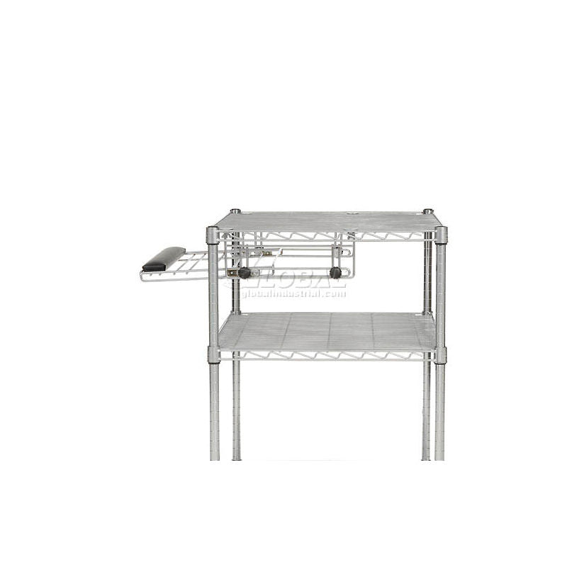 Nexel™ Chrome Wire Shelf Computer Workstation with Keyboard Tray, 30