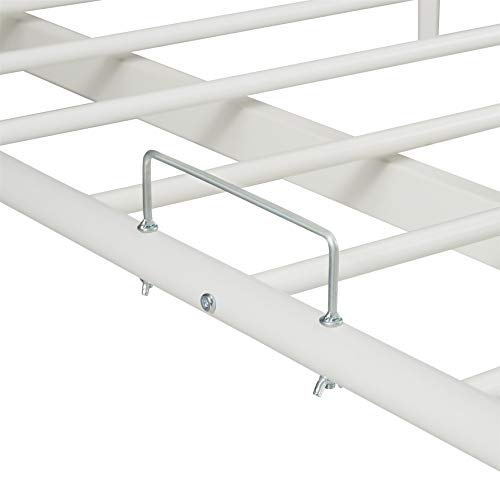 Bunk Bed with Futon ,Twin Over Futon Bunk Bed Easy Conversion to Twin Over Full Bunk Beds, Metal Futon Bunk Bed with Guardrails and Ladder, White