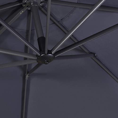 PURPLE LEAF 9 Feet Patio Umbrella Outdoor Cantilever Square Umbrella Aluminum Offset Umbrella with 360-degree Rotation for Garden Deck Pool Patio, Grey