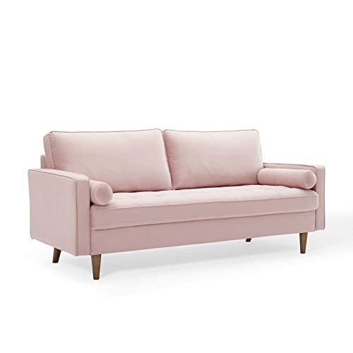 Modway Valour Velvet Sofa in Pink