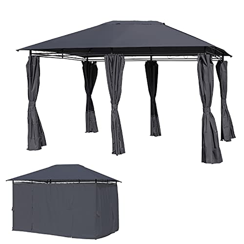 10X13FT Gazebo for Patio Outdoor Gazebo Canopy,Instant Canopy with Shade Curtains ,Soft Top Pergola 2-Tier Steel Frame Gazebo for Patio,Sturdy Straight Leg Tent for Backyard,Party,Event (10X13FT-GREY)