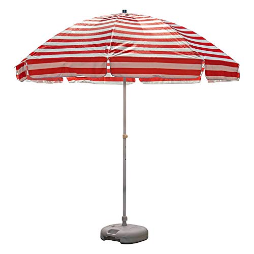 Umbrellas 8.2ft Striped Beach UV 50+, Portable Outdoor Patio Garden Sun Shelter with 8 Sturdy Ribs and Crank (Color : Red and White Stripes)