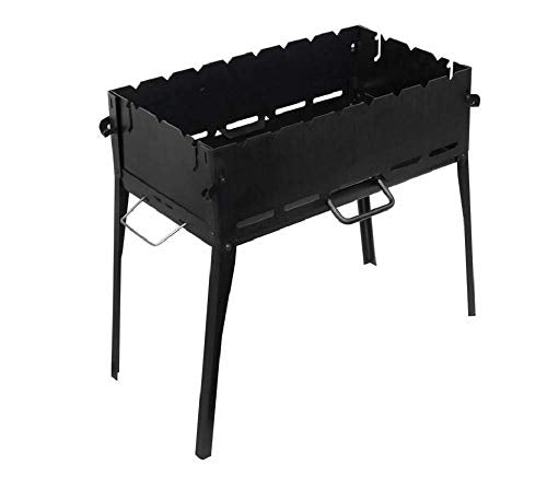 CKG Portable Barbeque Grill Heavy Duty Folding Kazan Mangal BBQ Kabab Shashlyk Camping Stove Outdoor Travel 10 Skewers Brazier 2 mm Metal Thickness