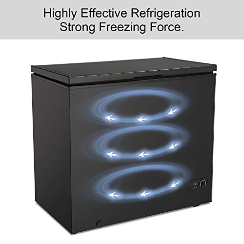 R.W.Flame Chest Freezer,Deep Freezer 7.0 Cubic Feet,Adjustable Temperature,Energy Saving,Top open Door Compact Freezer,Black