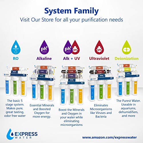 EXPRESS WATER UV Reverse Osmosis Water Filtration System – 11 Stage UV Water Filter with Faucet and Tank – Under Sink Water Filter with Alkaline Filter for added Essential Minerals 100 GDP