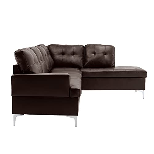 Lexicon Dani 2-Piece Faux Leather Tufted Sectional Sofa with Right Chaise, 110
