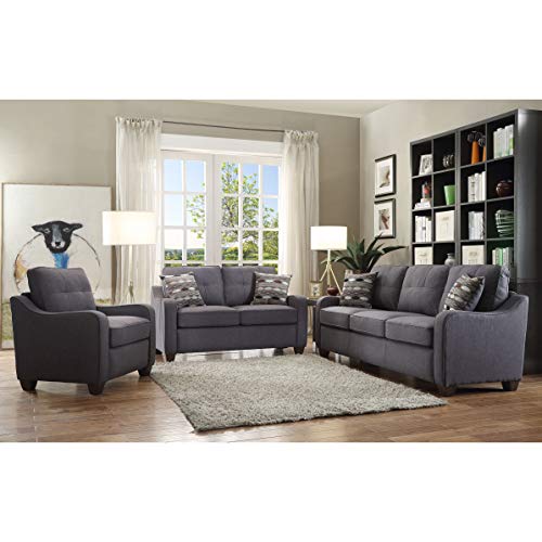 ACME Furniture 53791 Cleavon II Loveseat with 2 Pillows, Gray Linen
