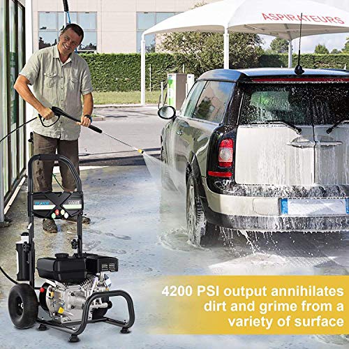 Power Washer TEANDE Gas Pressure Washer 4200PSI 212CC Pressure Washer 2.8GPM Gasline Power Washer, 5 Adjustable Nozzles,1Gallon Flue Tank