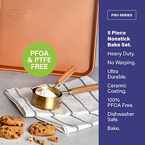 Gotham Steel Pro 20 Piece Pots & Pans Set | Hard Anodized Complete Cookware Set + Bakeware Set, Ultra Nonstick Ceramic Copper Coating, Chef Grade Quality, Metal Utensil Safe, Oven & Dishwasher Safe