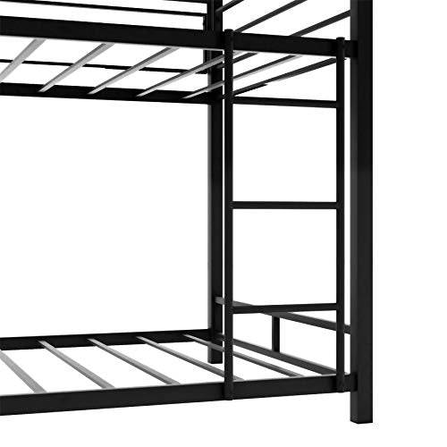 Metal Triple Bunk Beds ,Bunk Beds Twin Over Twin Over Twin,Triple Bed for 3 ,Heavy Duty 3 Beds Bunk Bed with Guard Rails and Ladder for Kids Teens Adults ,Black
