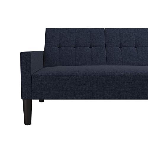 DHP Haven Small Space Sectional Futon Sofa, Blue Linen